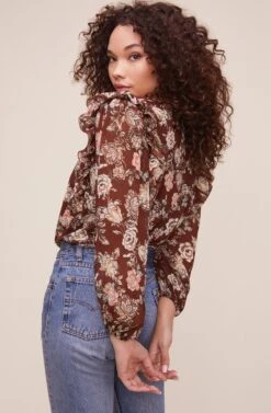 Odette Floral Bodysuit -Chic Ladies Wear Shop ACT16220 CINNAMON MULTI FLORAL 5