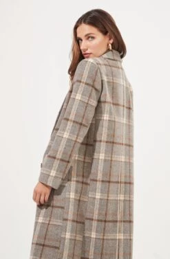 Raquel Plaid Double Breasted Coat -Chic Ladies Wear Shop ACT16283B GREY BROWNPLAID 6