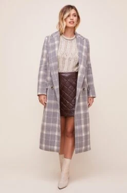 Raquel Plaid Coat -Chic Ladies Wear Shop ACT16283 BLUE GRAY MULTI PLAID 1