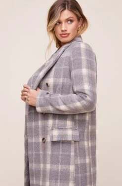 Raquel Plaid Coat -Chic Ladies Wear Shop ACT16283 BLUE GRAY MULTI PLAID 2