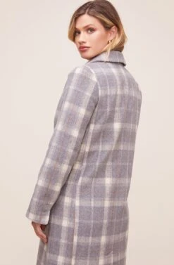 Raquel Plaid Coat -Chic Ladies Wear Shop ACT16283 BLUE GRAY MULTI PLAID 8