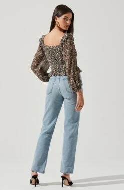 Elva Floral Ruffle Top -Chic Ladies Wear Shop ACT16317B BLACK FUCHSIAMULTI 3