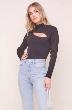 Sandra Mock Neck Bodysuit -Chic Ladies Wear Shop ACT16338 BLACK 2