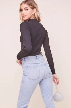 Sandra Mock Neck Bodysuit -Chic Ladies Wear Shop ACT16338 BLACK 3 2