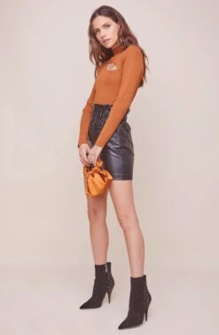 Sandra Mock Neck Bodysuit -Chic Ladies Wear Shop ACT16338 CHESTNUT 2