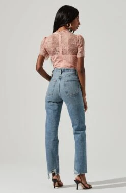 Lacie Bustier Short Sleeve Lace Bodysuit -Chic Ladies Wear Shop ACT16438 BLUSH 1132 4