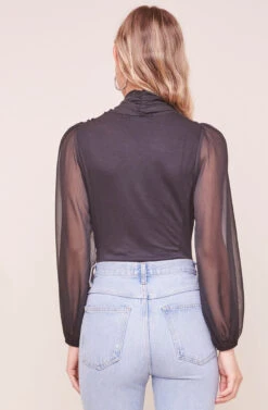 Cherish Wrap Front Bodysuit -Chic Ladies Wear Shop ACT16442 BLACK 3 2