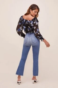 Persephone Floral Ruffle Bodysuit -Chic Ladies Wear Shop ACT16447BS BLACKCOBALTFLORAL 4