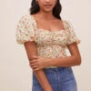 Tenley Floral Ruched Top -Chic Ladies Wear Shop ACT16466 GREENREDDITSY 3