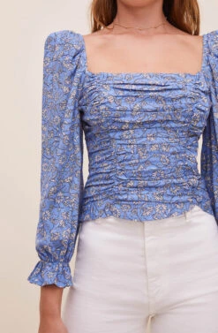 Tonina Floral Square Neck Top -Chic Ladies Wear Shop ACT16469 BLUEIVORYFLORAL 4