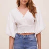 Ginny Smocked Bubble Sleeve Top -Chic Ladies Wear Shop ACT16562 OFFWHITE 3