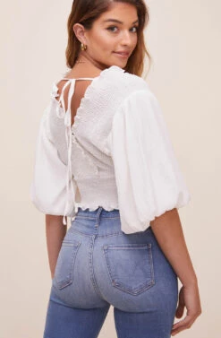 Ginny Smocked Bubble Sleeve Top -Chic Ladies Wear Shop ACT16562 OFFWHITE 6