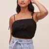 Aracely Smocked Crop Top -Chic Ladies Wear Shop ACT16607 BLACK 1