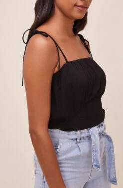 Aracely Smocked Crop Top -Chic Ladies Wear Shop ACT16607 BLACK 3
