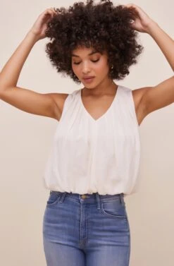 Georgina Sleeveless V Neck Top -Chic Ladies Wear Shop ACT16608 IVORY 2