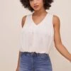 Georgina Sleeveless V Neck Top -Chic Ladies Wear Shop ACT16608 IVORY 3