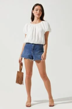 Yumi Bubble Sleeve Top -Chic Ladies Wear Shop ACT16677 WHITE 1