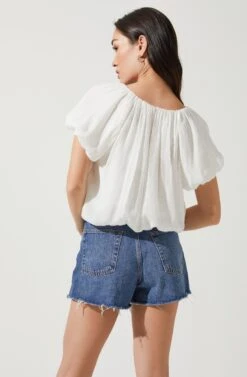 Yumi Bubble Sleeve Top -Chic Ladies Wear Shop ACT16677 WHITE 4