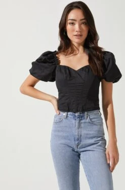 Gilmore Puff Sleeve Top -Chic Ladies Wear Shop ACT16678 BLACK 2