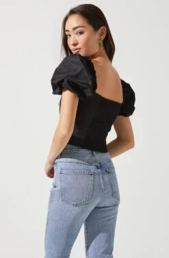 Gilmore Puff Sleeve Top -Chic Ladies Wear Shop ACT16678 BLACK 3