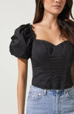 Gilmore Puff Sleeve Top -Chic Ladies Wear Shop ACT16678 BLACK 4
