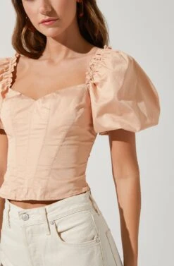 Gilmore Puff Sleeve Top -Chic Ladies Wear Shop ACT16678 BLUSH 3