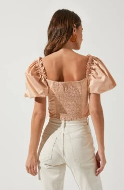 Gilmore Puff Sleeve Top -Chic Ladies Wear Shop ACT16678 BLUSH 4