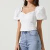 Gilmore Puff Sleeve Top -Chic Ladies Wear Shop ACT16678 WHITE 2