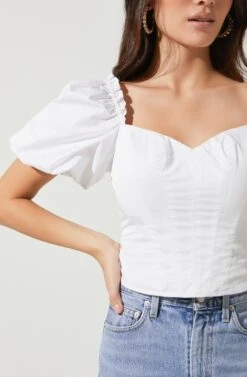 Gilmore Puff Sleeve Top -Chic Ladies Wear Shop ACT16678 WHITE 3