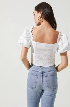 Gilmore Puff Sleeve Top -Chic Ladies Wear Shop ACT16678 WHITE 4