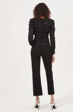 Jupiter Satin Ruched Cutout Top -Chic Ladies Wear Shop ACT16685L BLACK 4