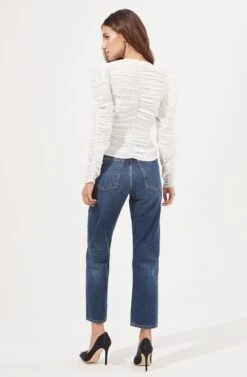 Jupiter Satin Ruched Cutout Top -Chic Ladies Wear Shop ACT16685L WHITE 4