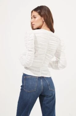 Jupiter Satin Ruched Cutout Top -Chic Ladies Wear Shop ACT16685L WHITE 5