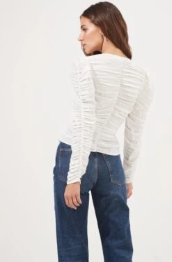 Jupiter Satin Ruched Cutout Top -Chic Ladies Wear Shop ACT16685L WHITE 6