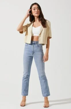 Melrose Short Sleeve Jacket -Chic Ladies Wear Shop ACT16704 NATURAL 1