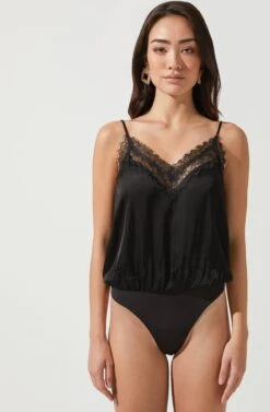 Lotus Lace Trimmed Bodysuit -Chic Ladies Wear Shop ACT16718 BLACK 2