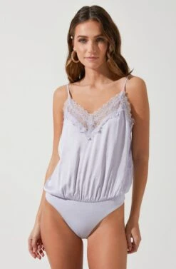 Lotus Lace Trimmed Bodysuit -Chic Ladies Wear Shop ACT16718 PERIWINKLE 2