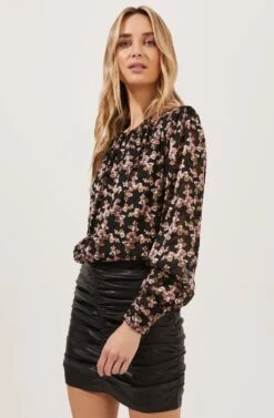 Duchess Floral Long Sleeve Top 12 Duchess Floral Long Sleeve Top -Chic Ladies Wear Shop ACT16780 BLACK PINKBURNOUTFLORAL 4