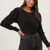 Beckinsale Draped Long Sleeve Bodysuit -Chic Ladies Wear Shop ACT16782 BLACK 2