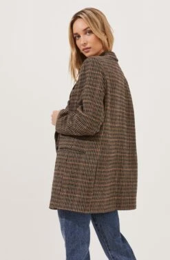Autumn Plaid Oversized Blazer -Chic Ladies Wear Shop ACT16809 BROWN GREENPLAID 6