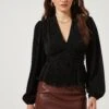 Sharon Long Sleeve Pleated Peplum Top