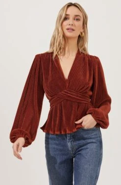 Sharon Pleated Peplum Top