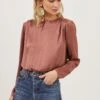 Crawford Satin Long Sleeve Top -Chic Ladies Wear Shop ACT16811 DUSTYROSE 2