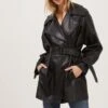 Peoria Belted Faux Leather Jacket -Chic Ladies Wear Shop ACT16822 BLACK 2