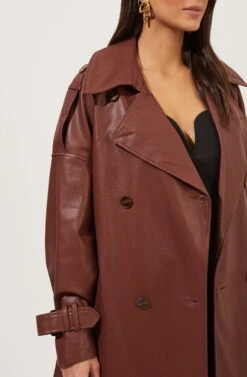 Peoria Belted Faux Leather Jacket -Chic Ladies Wear Shop ACT16822 RUSTBROWN 3