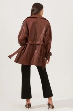 Peoria Belted Faux Leather Jacket -Chic Ladies Wear Shop ACT16822 RUSTBROWN 4