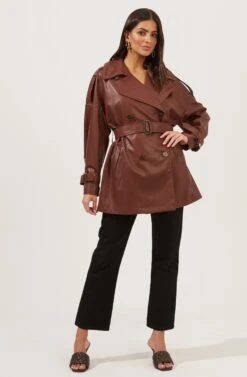 Peoria Belted Faux Leather Jacket -Chic Ladies Wear Shop ACT16822 RUSTBROWN 6
