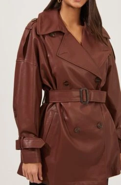 Peoria Belted Faux Leather Jacket -Chic Ladies Wear Shop ACT16822 RUSTBROWN 7