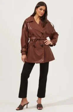 Peoria Belted Faux Leather Jacket -Chic Ladies Wear Shop ACT16822 RUSTBROWN 8