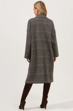 Evanston Plaid Oversized Coat -Chic Ladies Wear Shop ACT16842 BLACK GREYPLAID 5